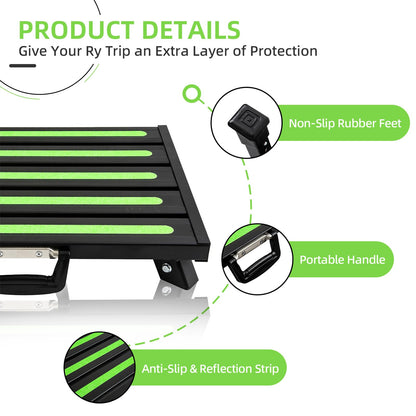 GarfatolRv 19”×14.5” Foldable Large RV Steps with Glow in The Dark Tapes Adjustable RV Step Aluminum RV Step Supports Up to 1500 lbs