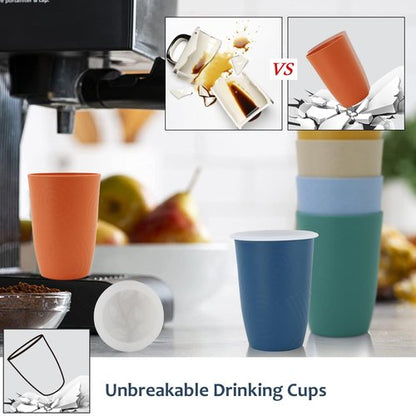 Homienly Wheat Straw Cups,Unbreakable Drinking Glasses 16oz,6-Pack Dishwasher Safe Cups with Lids for Parties,Beach-Colorful