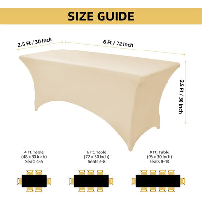 ZarzaaSik 2-Pack 6ft Spandex Table Covers for Rectangle Standard Folding Tables - Wrinkle Resistant Stretch Tablecloths - Ultimate Fitted Table Protector for Parties, Trade Shows, Banquet
