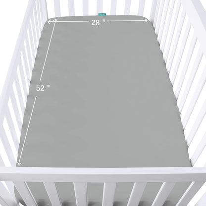Skiennix Waterproof Crib Sheets - Ultra Soft & Breathable Toddler Mattress Protectors | 2 Pack, Grey