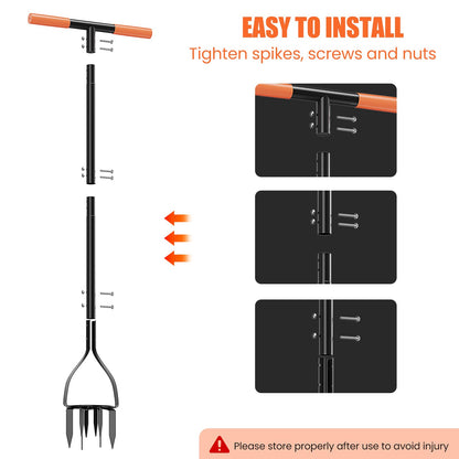 Luvenia Hand Tiller Cultivator with 5.1 Inch Deep 8 Steel Teeth, Manual Soil Tiller Garden Tool 40 Inch with Anti-Slip Pedal，Garden Claw for Weeding, Planting Aerating, Mixing Soil