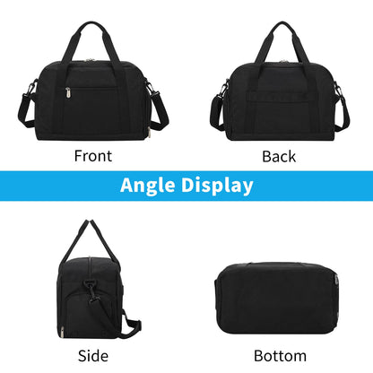 Apenze Small Gym Bag 14 inch lightweight Carry On Mini Duffel Bag with Shoe Compartment for Travel Sport - Black