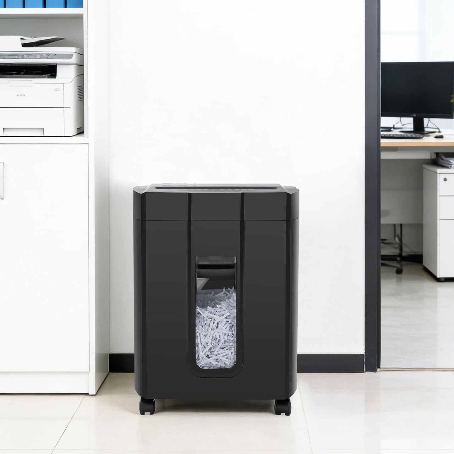 Low Noise 48dB Paper Shredder for Home, 15-Sheet Cross Cut, CD/Credit Card Office Shredder, 4.7 Gallons Wastebasket, P-4 High Security, Black