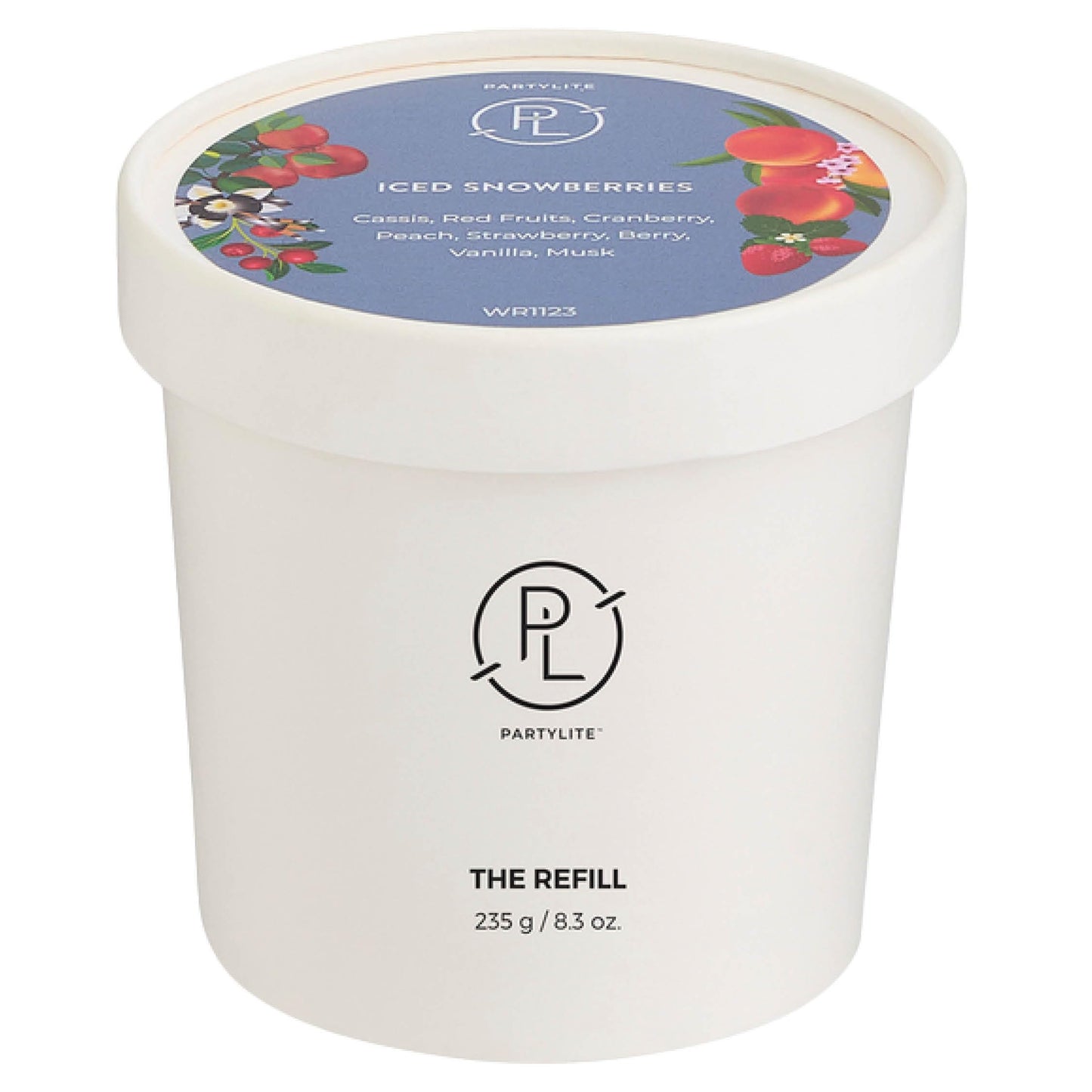 PartyLite Iced Snowberries Scented Candle Refill, Notes of Apple, Cranberry, Peach, Strawberry, Vanilla & Musk,10oz 1-Wick Aromatherapy, Upto 40 Hours of Luxury Fragrance, Sustainable Premium Soy Wax