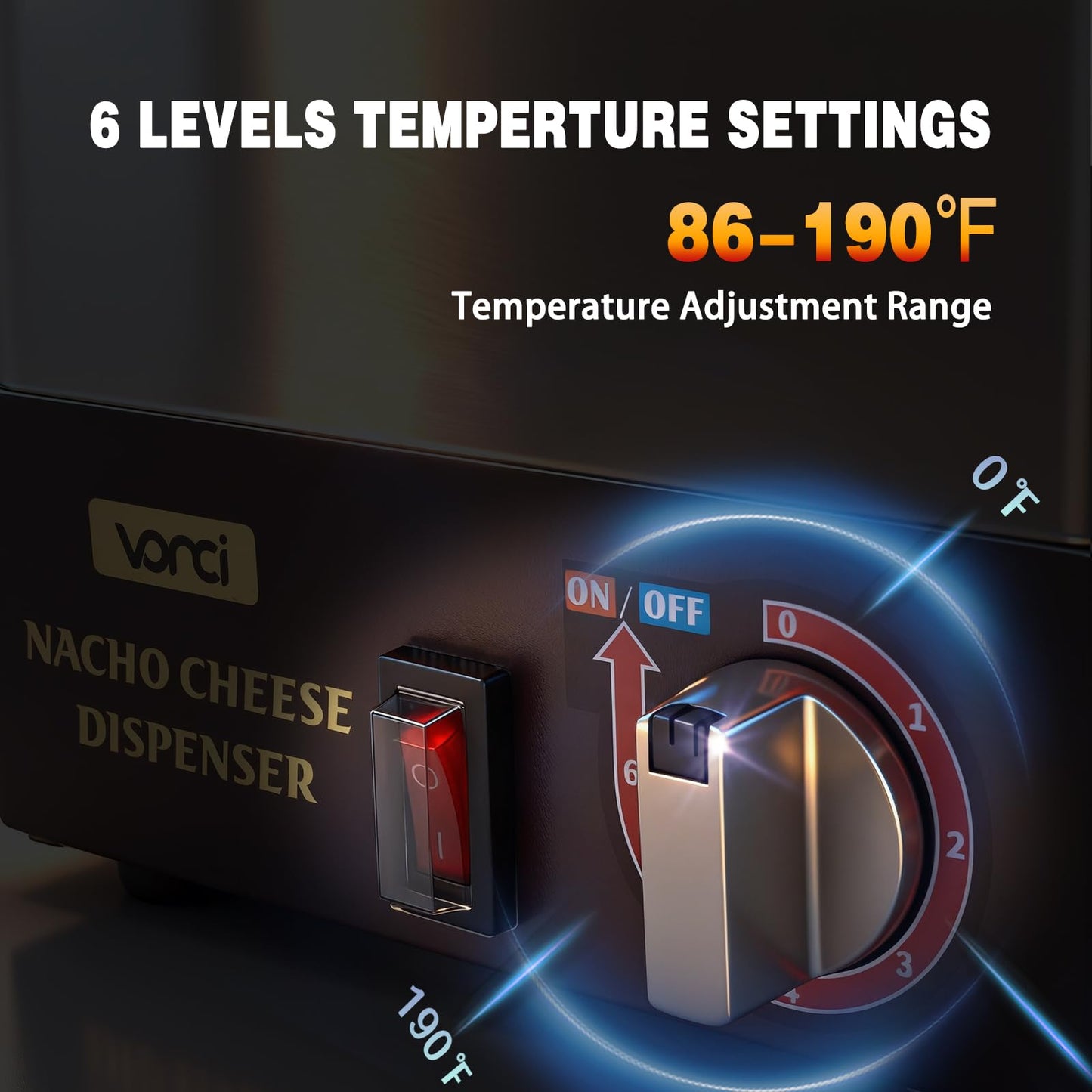 VONCI Nacho Cheese Dispenser, 2.8 Qt（2.5L）Nacho Cheese Warmer with Stainless Steel Pump, Hot Fudge Dispenser with 6-Level Temperature Control, Commercial Cheese Dispenser for Hot Fudge Cheese Caramel