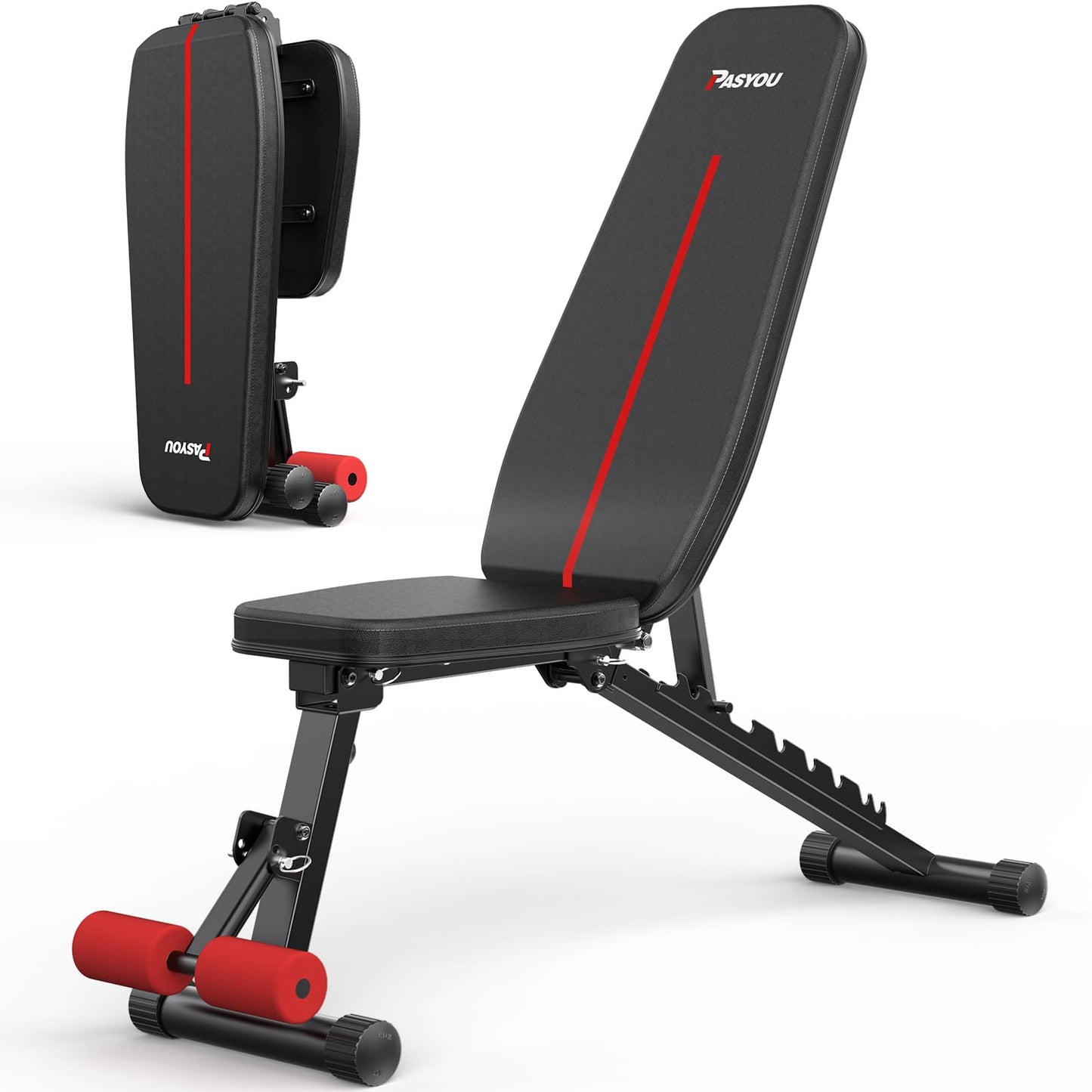 PASYOU Adjustable Weight Bench Full Body Workout Multi-Purpose Foldable Incline Decline Exercise Workout Bench for Home Gym