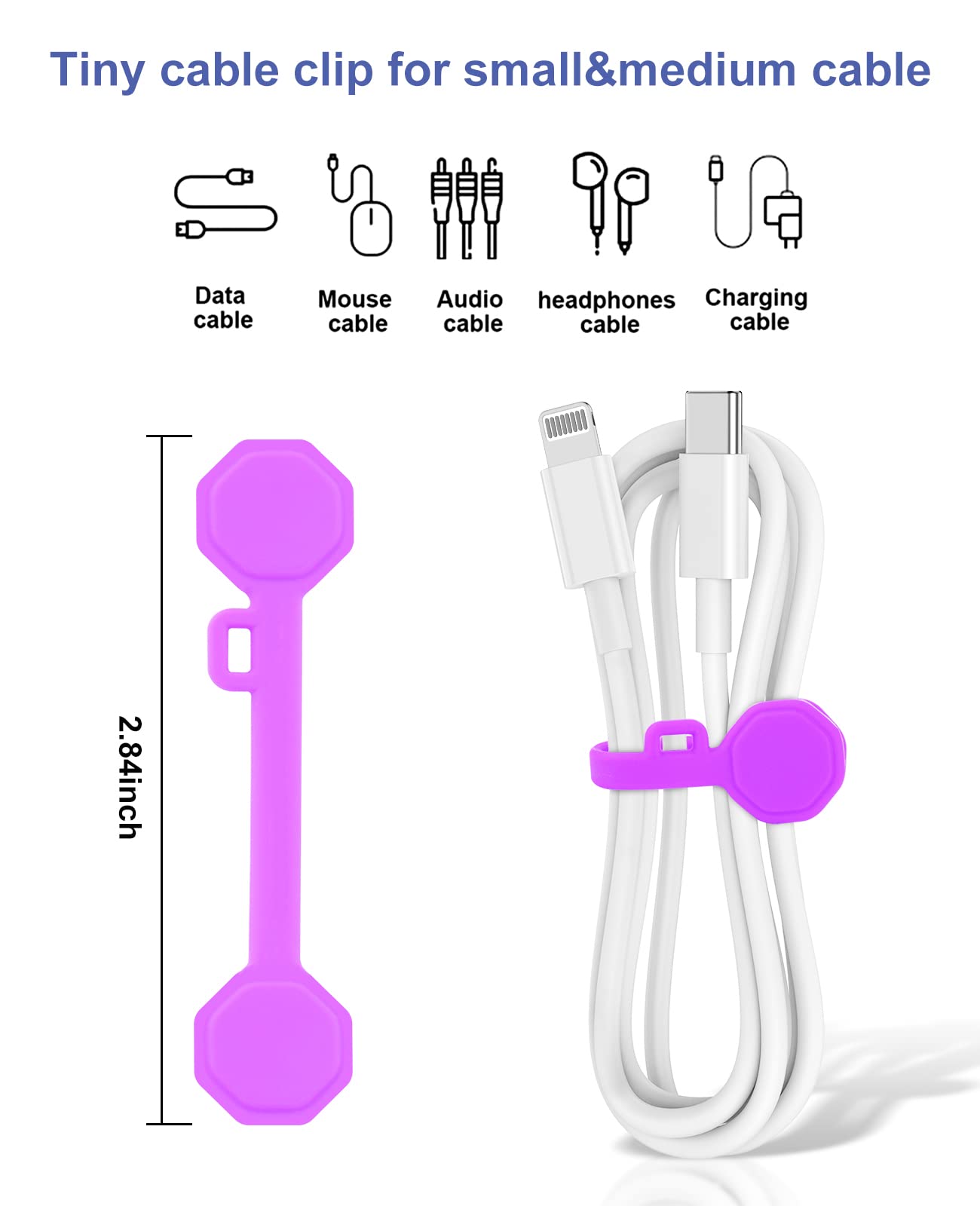 8PCS Silicone Magnetic Cable Ties & Clips, Cord Organizer [1S] Management Reusable Magnet Cable Organizer, Phone Cord Holder for Organizing, Bookmark Whiteboard Fridge Magnets etc