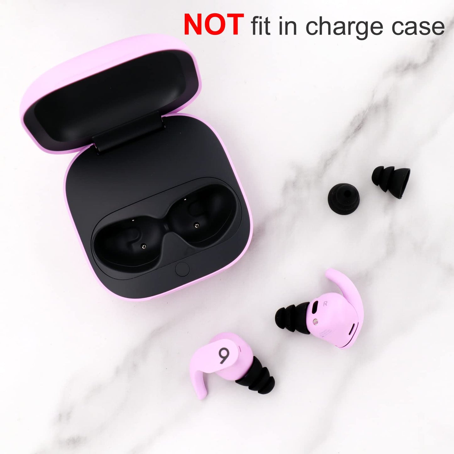 9 Pairs Compatible with Beats Studio Buds + / Fit Pro/WF-1000XM5 / WF-1000XM4 Triple Flange Ear Tips, Noise Reduce Silicone with 4mm Connector Hole Fit for Most 4mm - 5mm in-Ear Earphones - Black