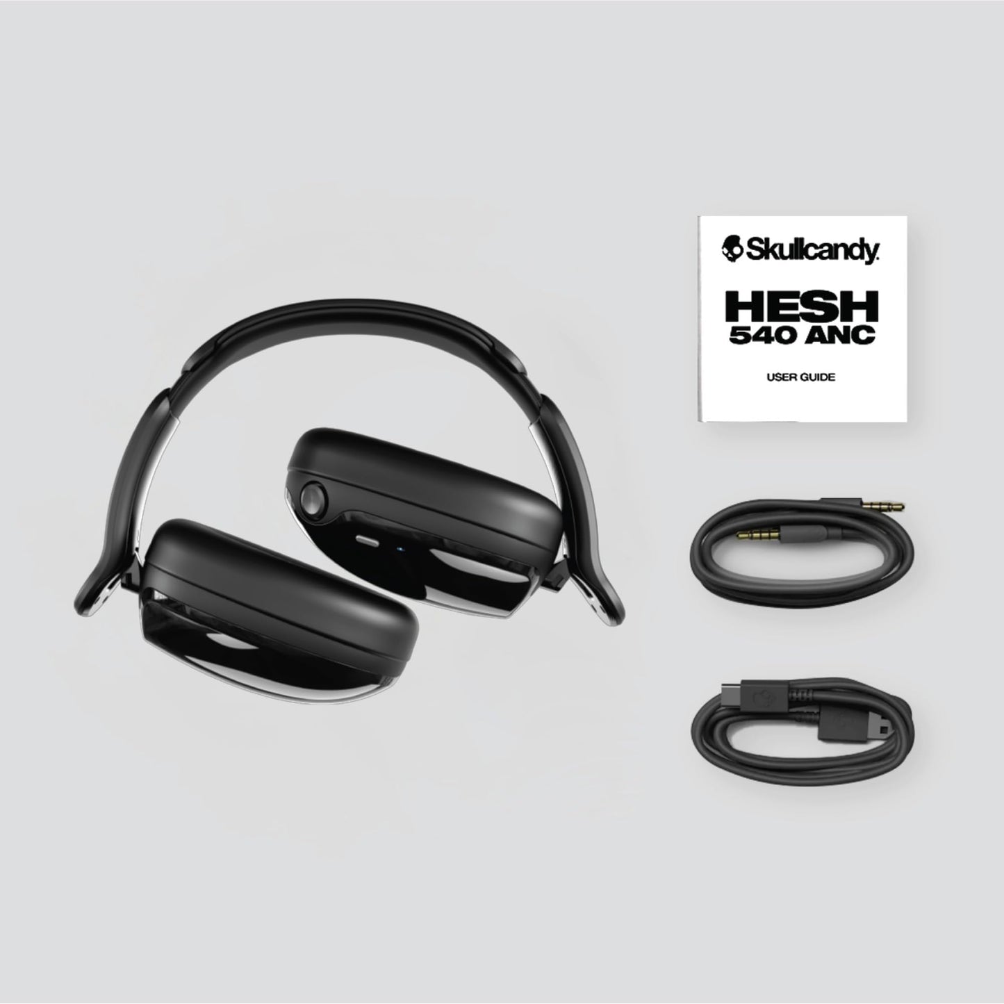 Skullcandy Hesh 540 ANC Wireless Over-Ear Bluetooth Headphones with THX Spatial Audio, Active Noise Cancelling, Personalized Sound, Up to 65 Hours Battery, Microphone for iPhone Android - True Black