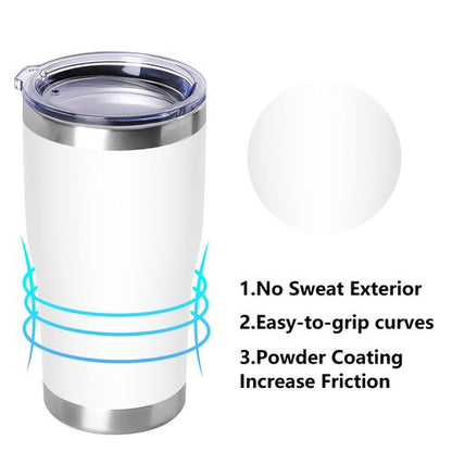 DOMICARE 20oz Tumbler with Lid Stainless Steel Tumblers Bulk, Double Wall Vacuum Insulated Coffee Travel Mug Powder Coated Tumbler, 1 Count (Pack of 1) White