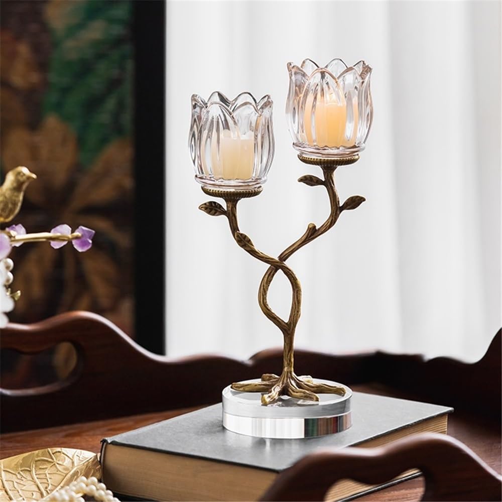 Candlestick Holders Creative Home Brass Crystal Glass Candle Holder Foyer Decoration Aromatherapy Candle Stand Candle Holders