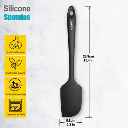 Silicone Spatula for Kitchen, 600°F Heat resistant Spatulas for Baking, Cooking, Scraping,and Mixing, Non Stick Kitchen Utensils, BPA Free, 11.2 IN, 3 Pack, Black