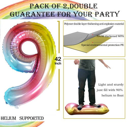 GOER Number 29 Balloons for 29th Birthday Party Decorations,42 Inch Jumbo Foil Helium 92 Balloons for 92nd Birthday Party Decoration (Rainbow)