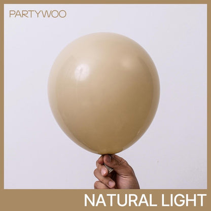 PartyWoo Cream Balloons 155 pcs Different Sizes of 18 12 10 5 Inch Beige Ivory Nude Neutral Boho Fall Latex Balloons for Graduation Birthday Baby Shower Jungle Theme Party Decorations Brown-F56