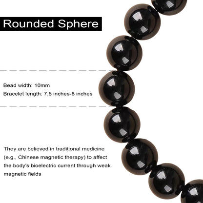 38 Magnetic Therapy Hematite beaded Bracelet For Women And Men Power Gemstone Crystal Unisex Macrame (Hematite, 10, millimeters)