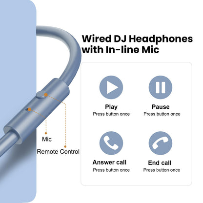 OneOdio A71 Hi-Res Studio Recording Headphones - Wired Over Ear Headphone with SharePort, Monitoring Mixing Foldable Headset with Stereo Sound, 3.5/6.35MM Jack for PC Computer DJ Guitar-Sky Blue