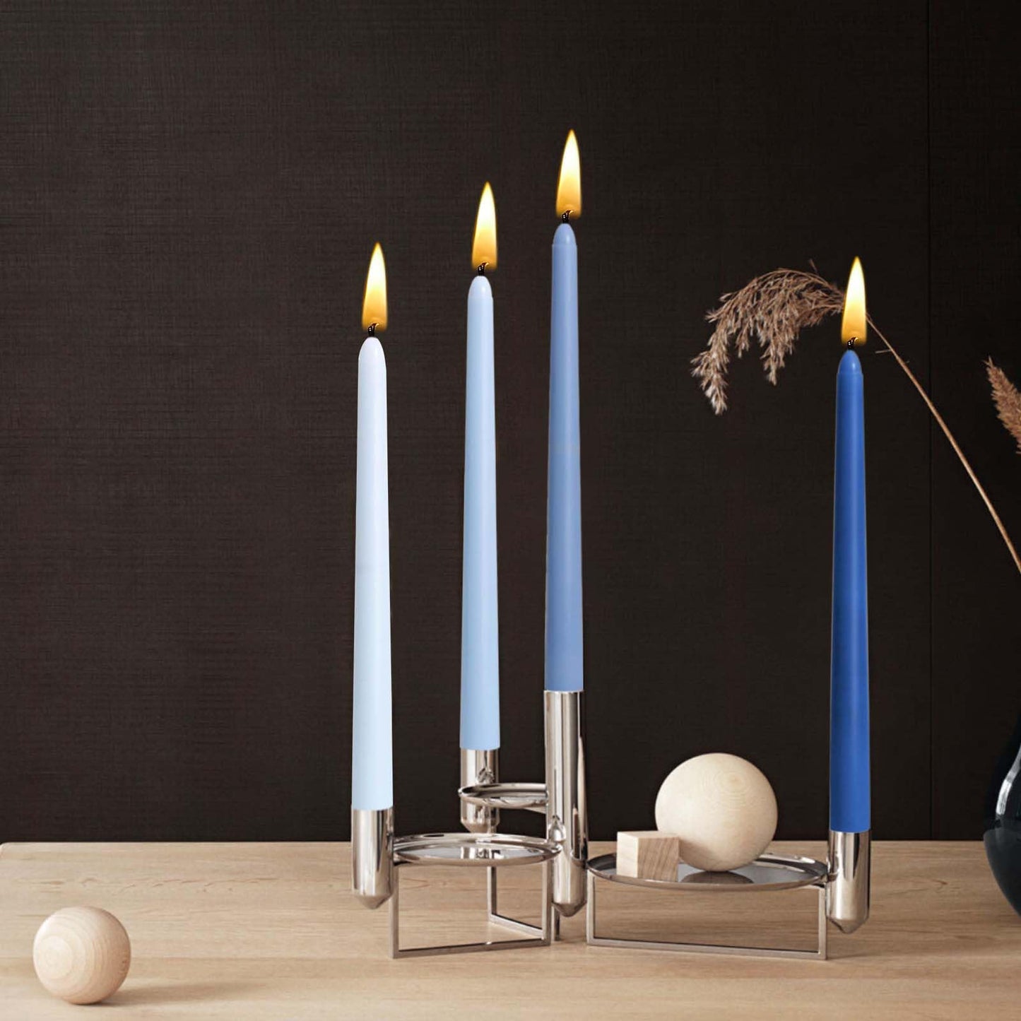 10 inch Dark Blue Gradient Taper Candles,Set of 4 Tapered Candle, Tall Candlesticks,Conical Stick Candles,Smokeless,for Home Dinner, Party, Wedding, Halloween, Christmas (Blue Series, 10inch)
