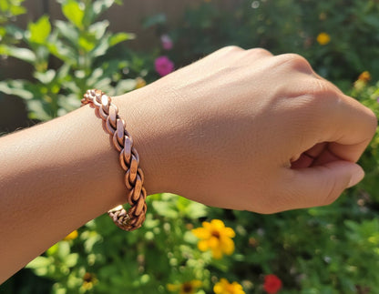 Touchstone copper bracelets | gift for men women |adjustable 100% pure solid real magnetic jewelry | handmade bracelet set combo | rope braided tibetan bangles. Set of 3 different designs