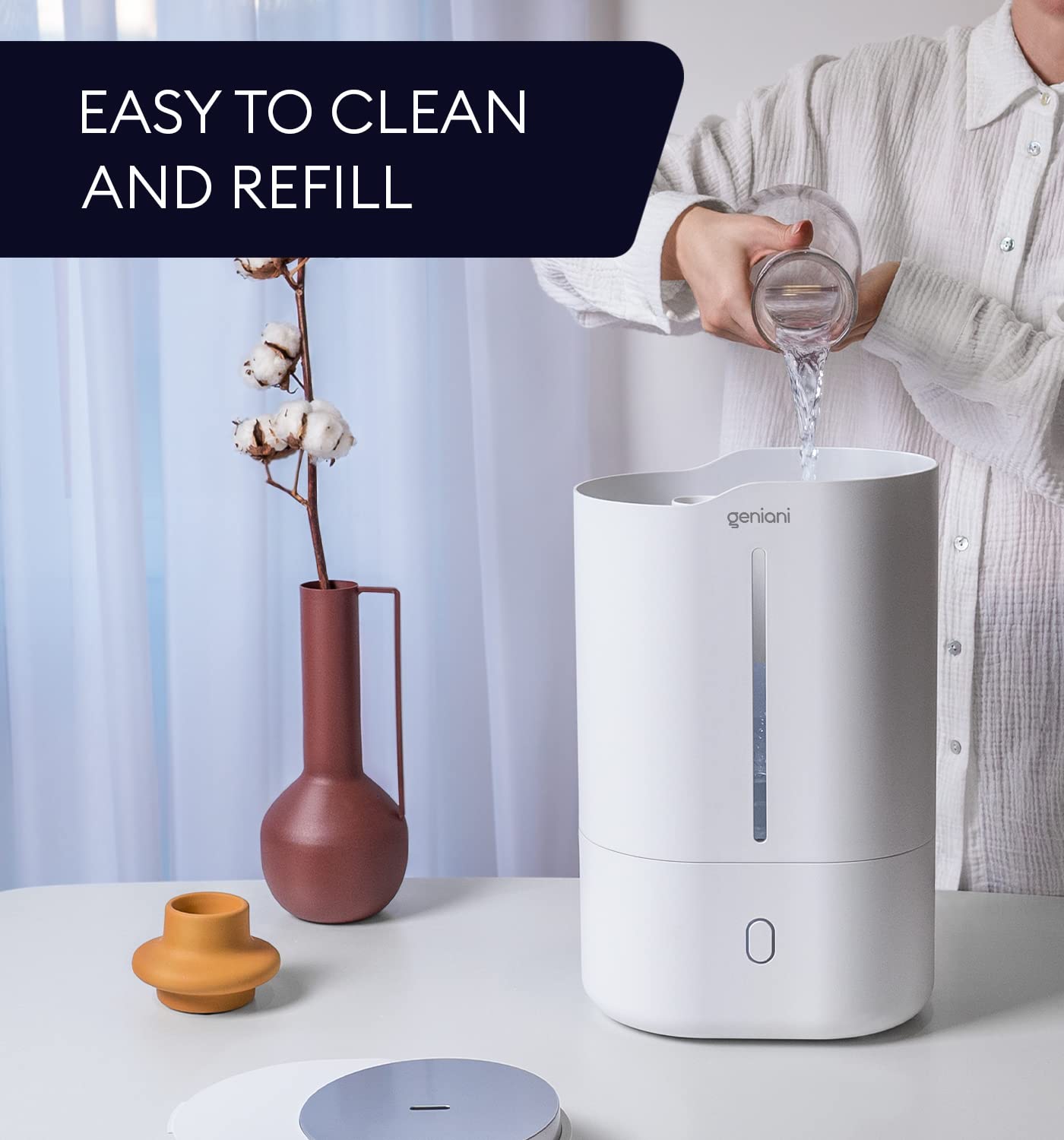GENIANI Ultrasonic Cool Mist Humidifier for Bedroom, Large Rooms, Home, 4L - Easy Fill & Clean Humidifier for Plants w/Auto Shut-off, 40H Runtime - Quiet, Top Fill Air Humidifier