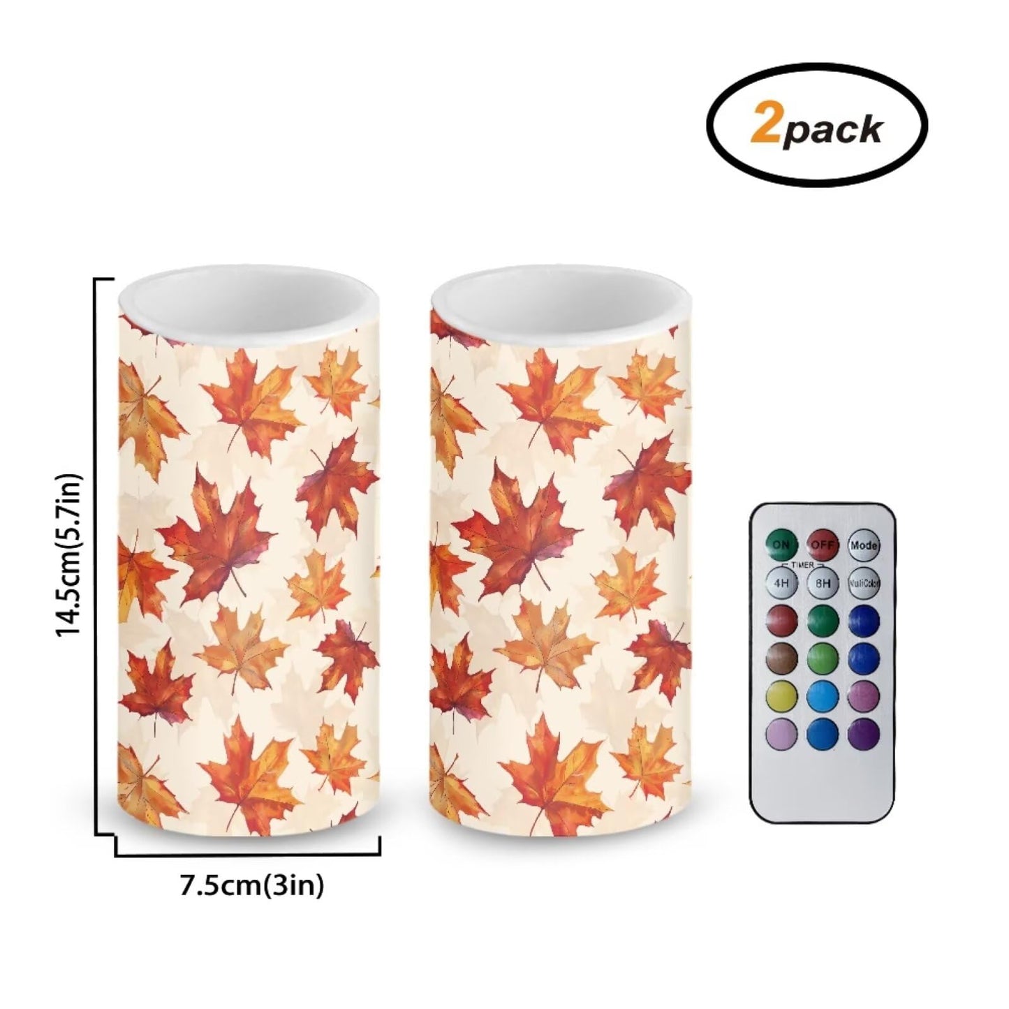 Luarisgur Maple Leaves Candles Battery Operated with Timer LED Flameless Candles Orange Warm Light Electric Fake Fall Theme Candles for Dining Room Bedroom Living Room Home Thanksgiving Party