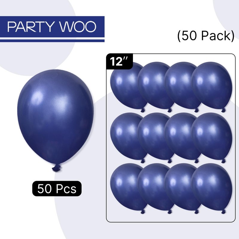 PartyWoo Navy Blue Balloons 50pcs 12 Inch Dark Blue Latex Helium Balloons for Graduation New Year Wedding Sports Theme Boy Baby Shower Men Birthday Bachelorette Party Decorations Blue-Z90
