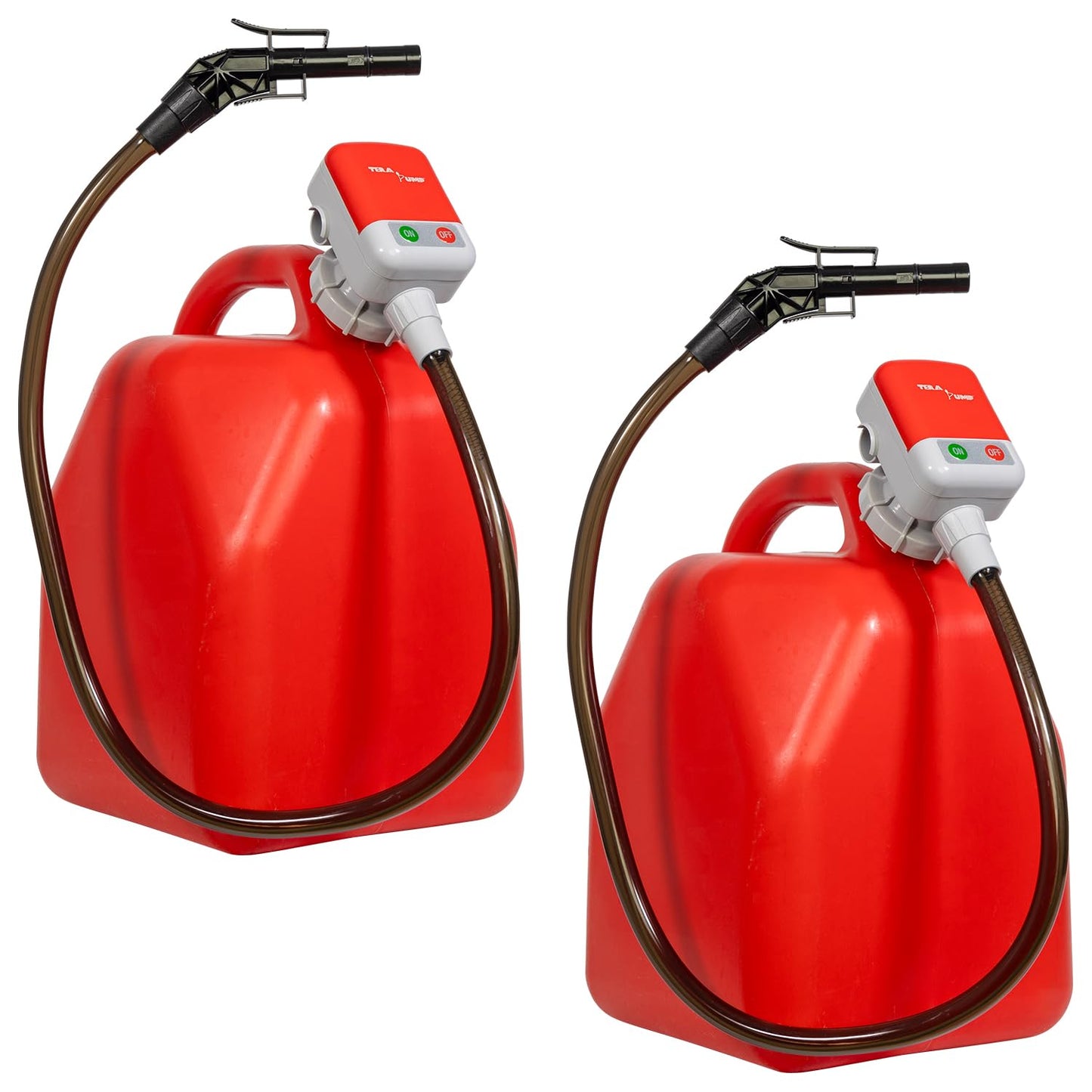 2PK of TERA PUMP 5th Gen TRFA01 Fuel Transfer Pump with Auto-Stop for Overfill Protection (2.7 GPM) Includes a Universal Threaded Adapter, Long Hose, Nozzle Clip for E15, E85, Gas, Diesel & More