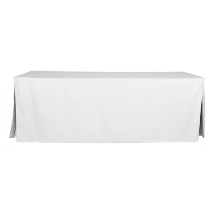 Tablevogue Machine Washable Polyester Solid Fitted Stain Resistant Table Cover Rectangular 96-inch Tablecloths for Events Wedding Special Occasions Table Cloth 8-Foot, White