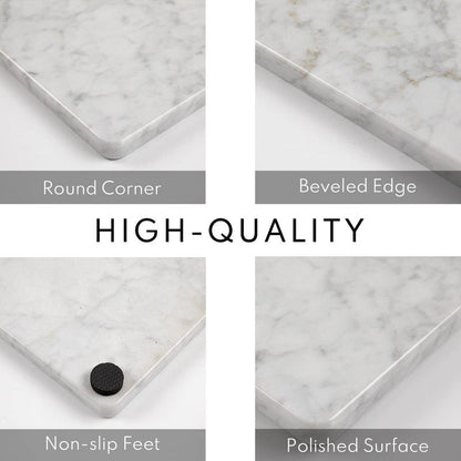 Lovdeco Marble Cutting Board, Pastry Board For Kitchen, Carrara White Marble Slab Gift With Non-Slip Feets, 12x20 Inch, 1 Piece