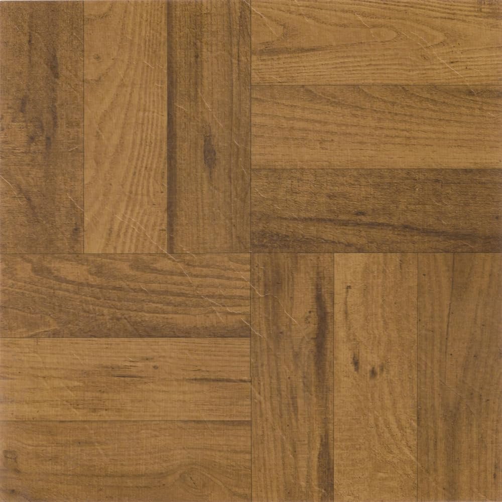 Tivoli Self Adhesive Vinyl Floor Tiles, 45 Tiles - 12" x 12", Light Oak Plank-Look - Peel & Stick, DIY Flooring for Kitchen, Dining Room, Bedrooms, Basements & Bathrooms by Achim Home Decor