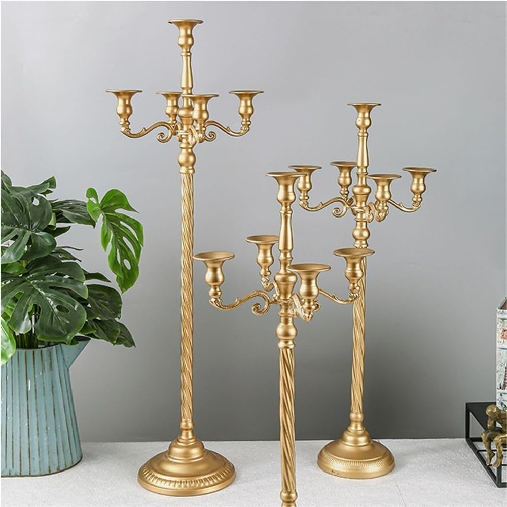Metal Candelabra for Home Decor, 5-Candle Candle Holders, Gold Candlestick Holders, Tall Candelabras Use in Restaurant, Party and Wedding(Silver,Small)