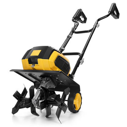 40v Cordless Brushless Tiller Cultivator Compatible with Dewalt 20v Battery(Tool Bare), 14.2in Electric Garden Rototiller, 8.7in Depth, Foldable, Adjustable Wheels for Lawn, Soil Prep, Grass Reseeding