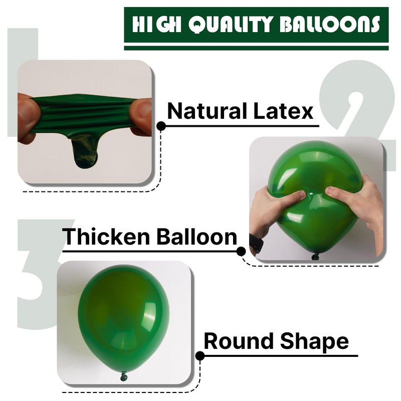 PartyWoo Dark Green Balloons 100 pcs Different Sizes of 36 18 12 10 5 Inch Hunter Emerald Forest Green Balloon Arch Kit Garland for Graduation Christmas Jungle Birthday Party Decorations Green-Y56