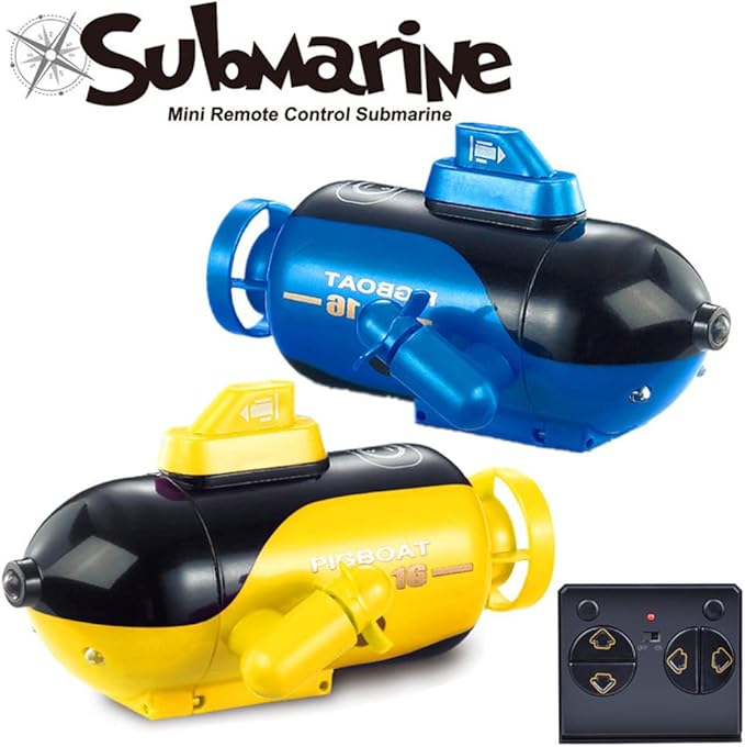 GoolRC Mini Remote Control Submarine RC Submarine 4-Channel Remote Control Boat Forward/Diving Backward/Surfacing Left Turn Right Turn Yellow