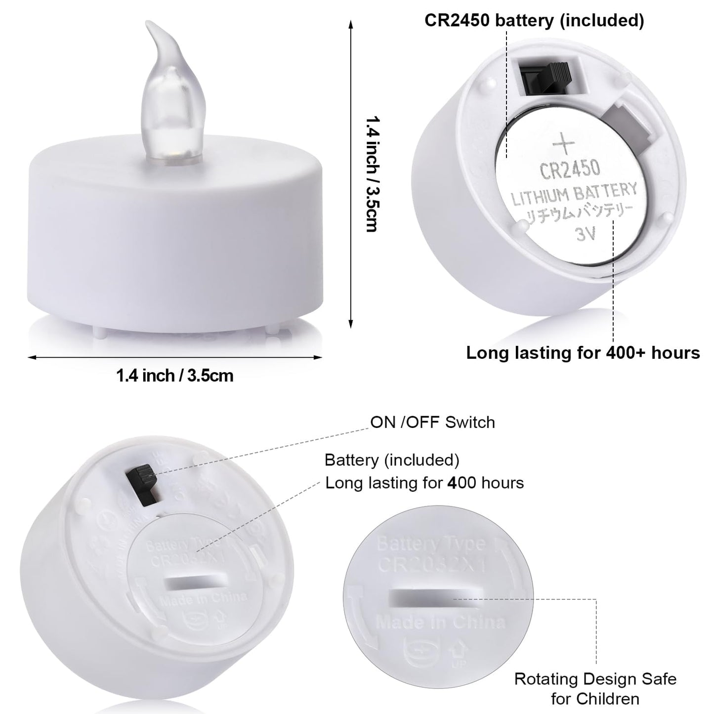 LED Tea Lights with Remote Control: Battery Operated Realistic and Bright Flickering Long Lasting 400+Hours Flameless Candles for Home Decor Holiday Wedding Party Valentine's Day(24Pcs WarmYellow)