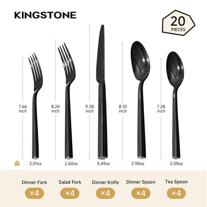 KINGSTONE Silverware Set, 60-Piece Flatware Cutlery Set Premium Stainless Steel, Service for 12, for Kitchen, Home, Wedding, Party, Mirror Polished and Dishwasher Safe