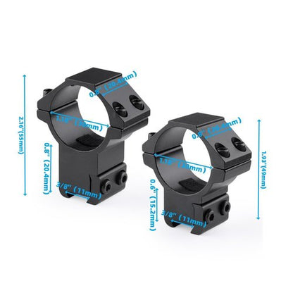 JINSE Green.L 30mm Scope Mount Set of 4, 2 High & 2 Medium Scope Mounts for 11mm Dovetail Rail, Secure Mounting for Rifle Scopes