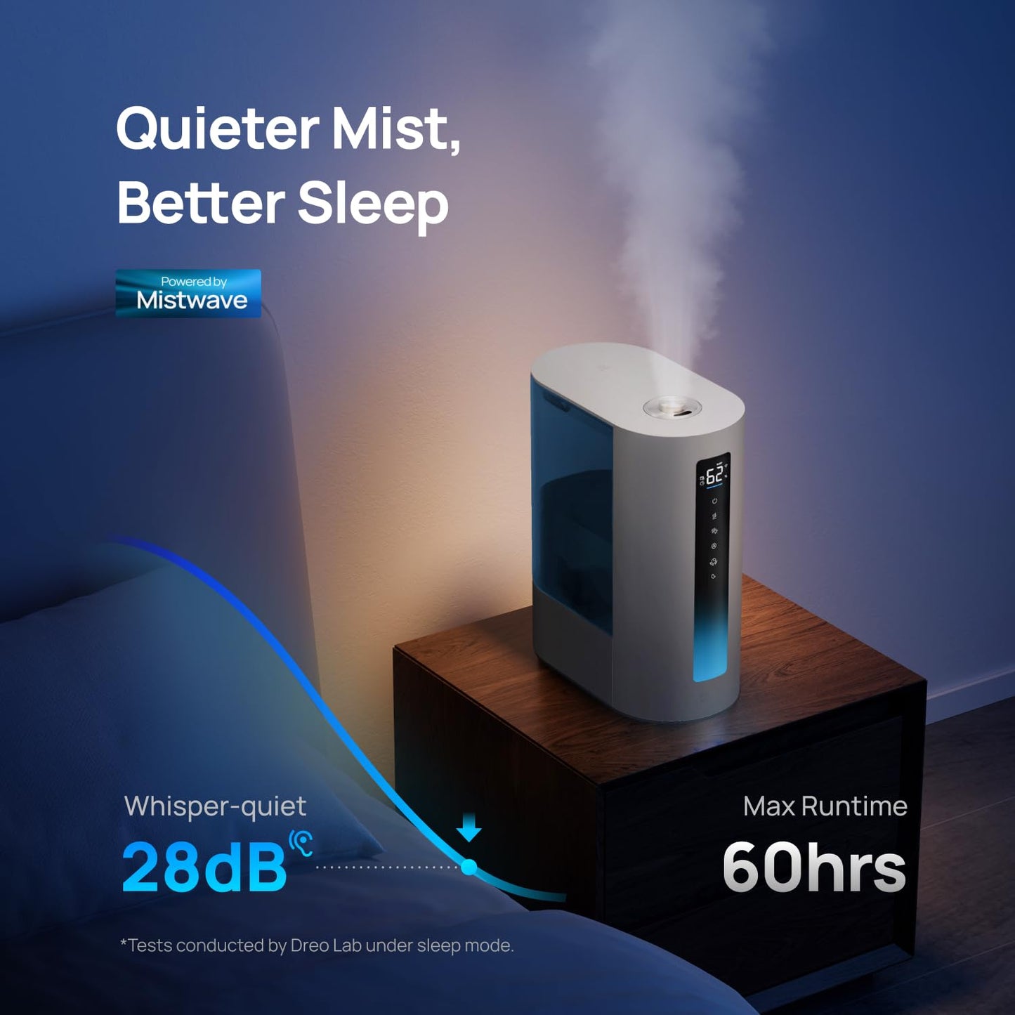 Dreo 6L Humidifiers for Bedroom, Smart Warm & Cool Mist for Large Room, 60Hr Quiet Runtime for Baby, Plant, Humidity Sensor, Indicator Light, 12H Timer, Google/Alexa, HM713S