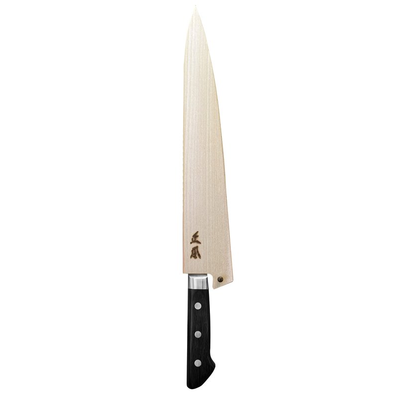 MASAMOTO Sujihiki Slicing Knife Sheath 10.5" (270mm) for VG and AT Series, Japanese Slicer Knife Saya with Pin, Wooden Kitchen Knife Protect Cover, Japanese Natural Magnolia Wood, Made in JAPAN