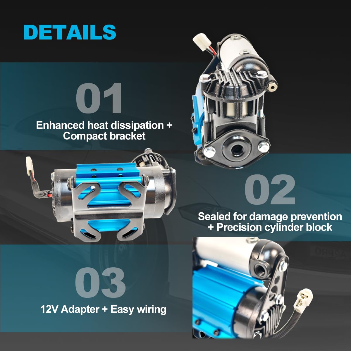 APFAITH High Performance 12V Air Compressor Replacement For ARB CKMA12 On-Board Air Compressor For Tire Inflation Air Locker activation etc 12V Single Motor Air Compressor CKMA12 Air Compressor