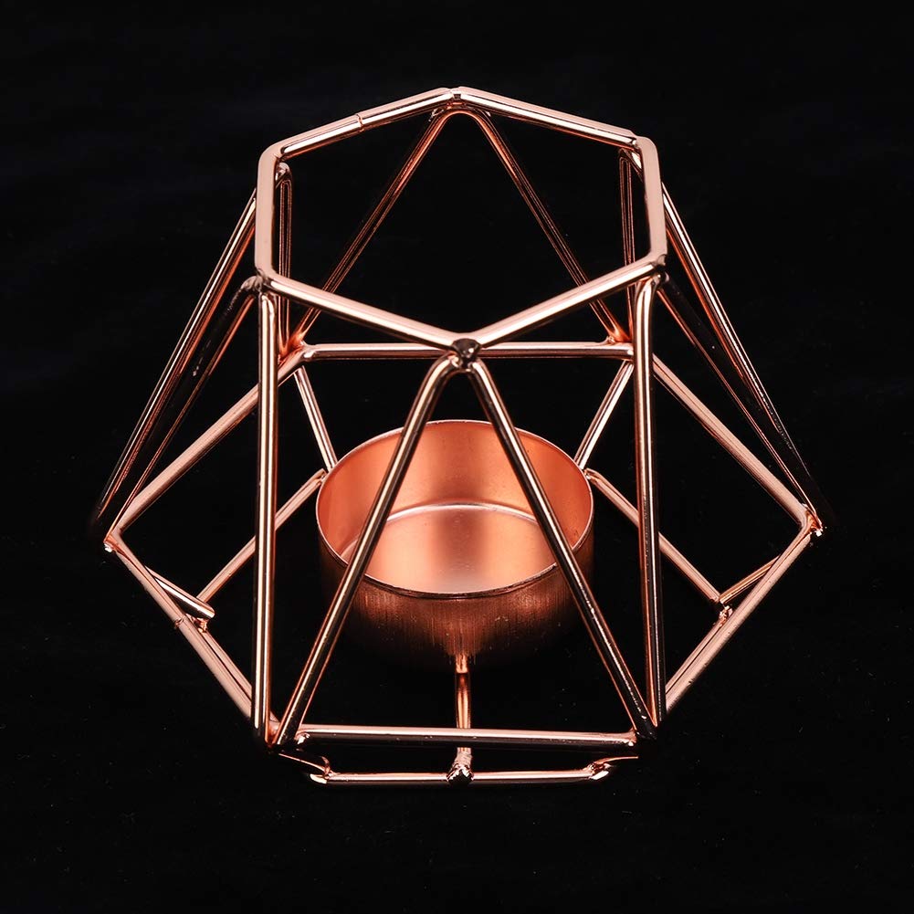 Geometric Tealight Candle Holders Gold, Metal Design Tea Light Votive Holders, Iron Hollow Candlestick for Art Decor