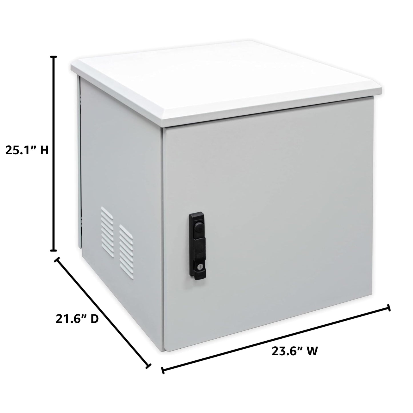 Electriduct 12U Outdoor Cabinet 21.6 Inch Depth IP55 Weather Resistant Enclosure Floor Mount Network Equipment Front & Back Doors, 2 Locks, 4 Keys, 2 Shelves, 2 Fans, Thermostat (600 x 550 mm), White