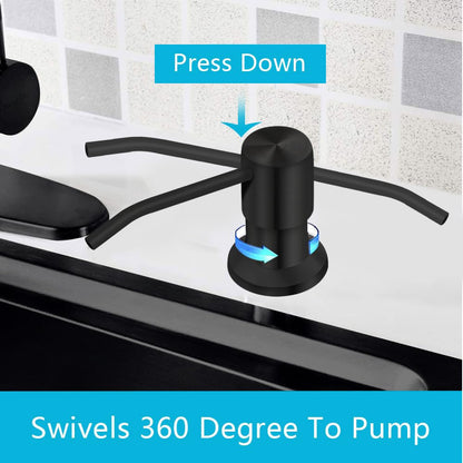 Soap Dispenser for Kitchen Sink, Countertop Soap Dispenser Pump, 47" Silicone Extension Tube Connect to The Soap Bottle Directly, Say Goodbye to Frequent Refills (Black)