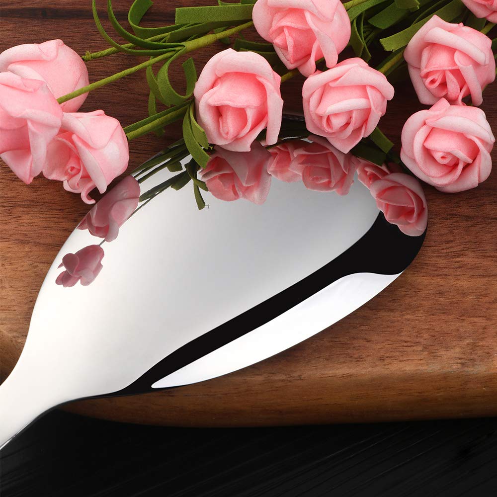 13-Inch Serving Spoons Set of 6, dongbo Stainless Steel Long Handle Buffet Serving Spoons for Catering, Silver