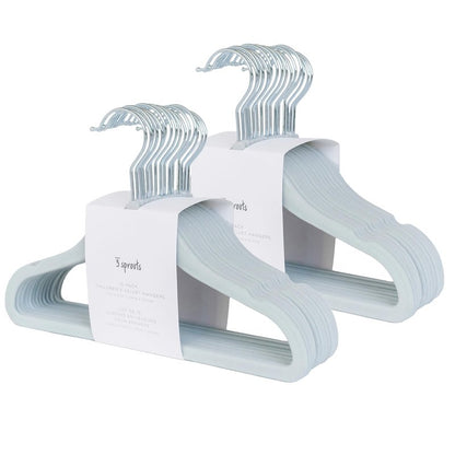 3 Sprouts Velvet Baby Hangers - Non-Slip Hangers for Infant and Toddler Clothes - Slim Space-Saving Design with Nordic Colors for Nursery - 30 Pack - Blue