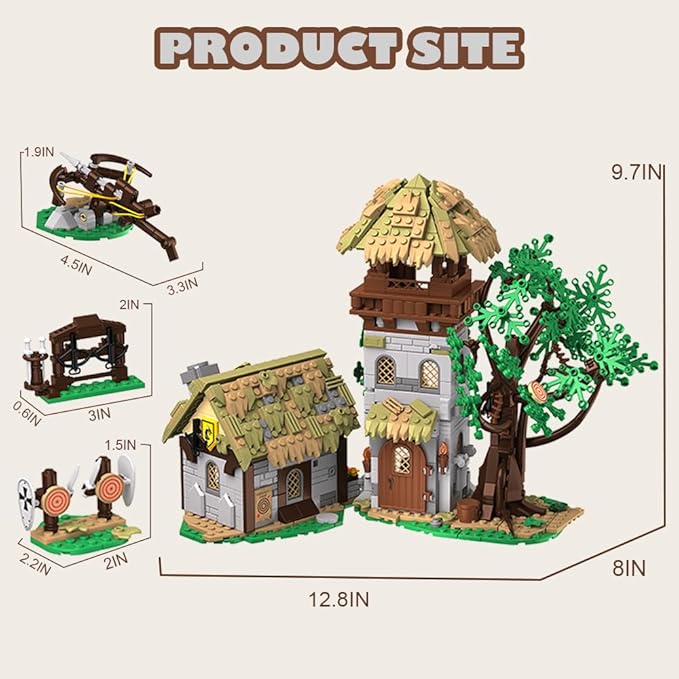 Medieval Greenwood Range Building Bricks SetMiddle Building Set House Building Block Toy Living Room DecorationsCollectible Display Set for Adults1109pcs