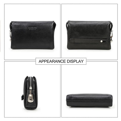 CONTACTS Clutch Purse Bag Leather for Men Anti Theft Wristlet Handbag Wallet Multiple Compartments Card Phone Holder Travel Bag