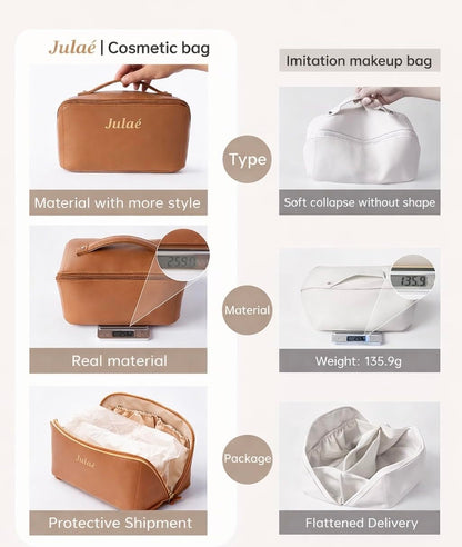Large Travel Toiletry Bag for Men & Women, Waterproof PU Leather Cosmetic Organizer, Spacious Bathroom & Makeup Storage Case with Zipper, Portable Dopp Kit(Brown)
