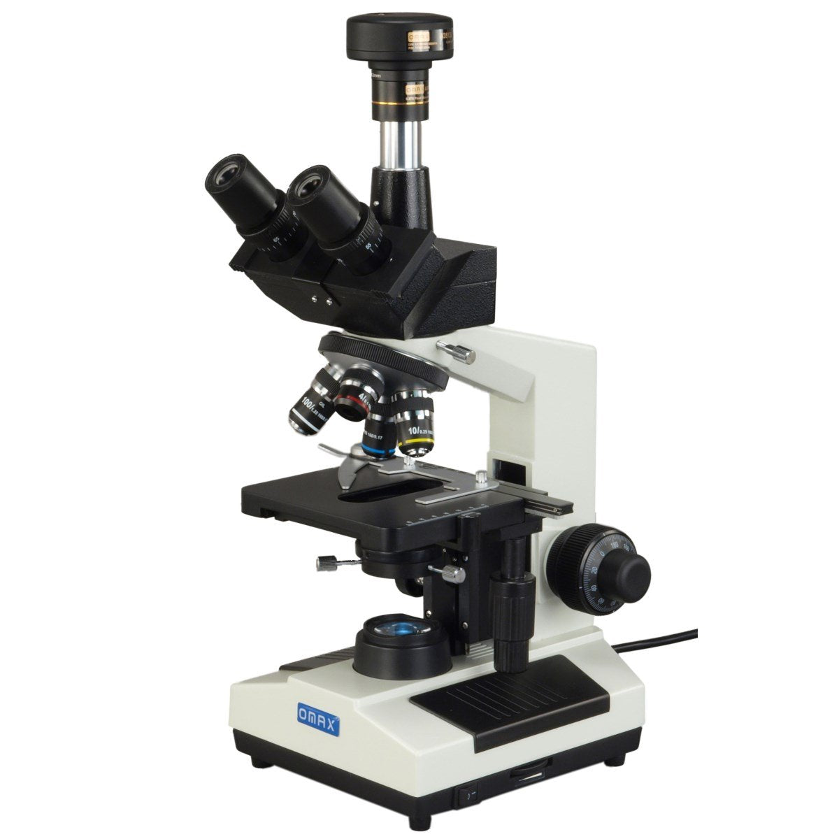 OMAX M837L Series Trinocular Oil Darkfield Microscope & 9MP USB 2.0 Digital Camera - 40X-2500X - Coaxial Compound Microscope with LED Light