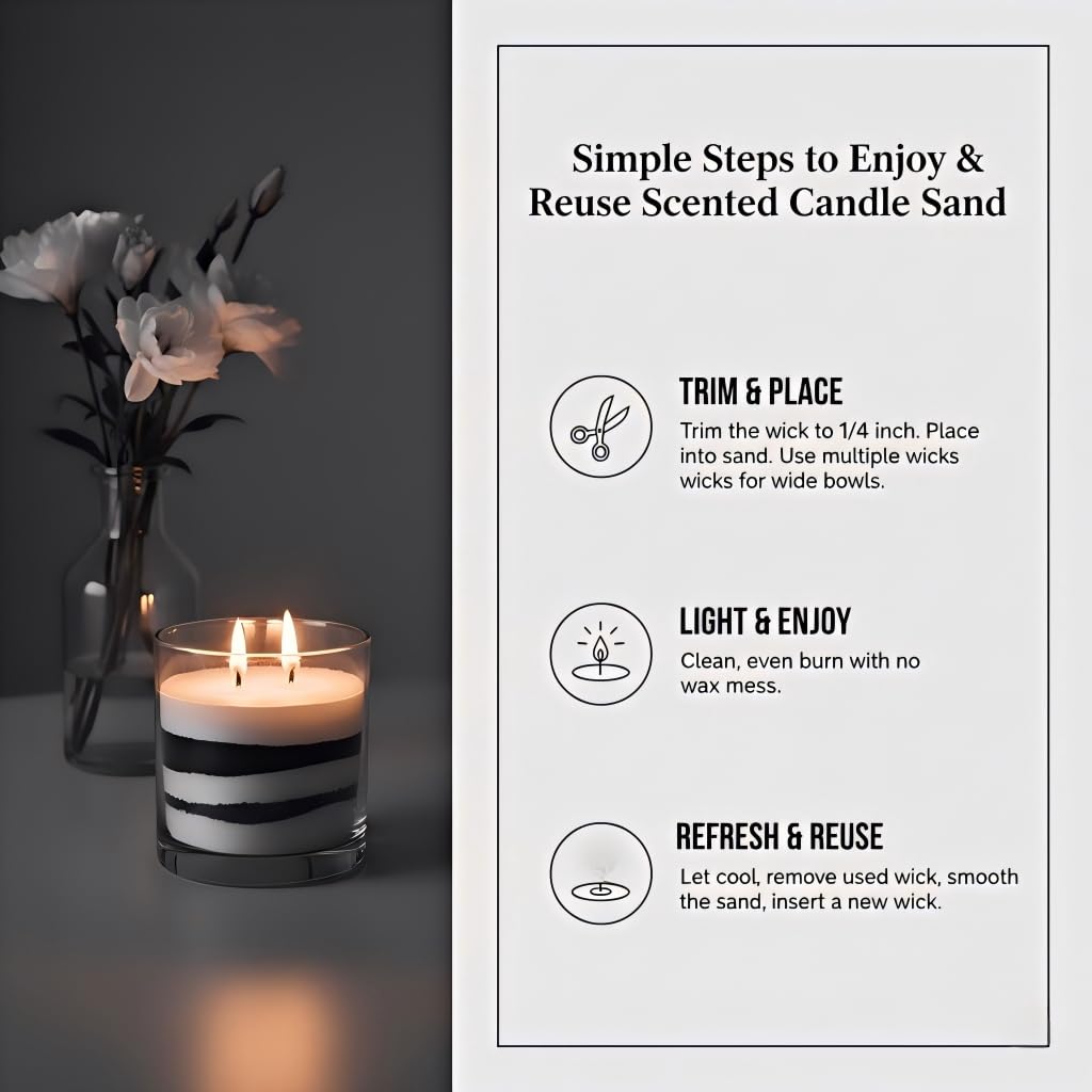 Monivi Scented Candle Sand with Wicks 1.1lb White Pearled Candle Beads Sand Candles with Wicks for Mothers Day Gift 85 Burn Hours Refillable Candle Wax for DIY Candle Making(Scented Vanilla)