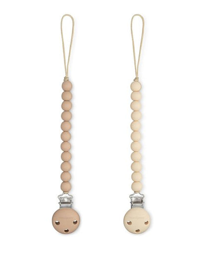 Comfy Cubs Pacifier Clips - 100% Food Grade Silicone, BPA & PVC Free | Lightweight & Flexible - Beige & Light Beige, 2 Pack
